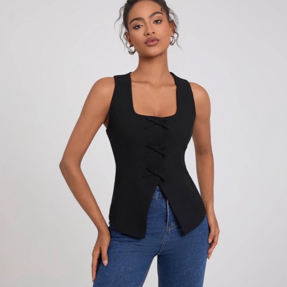 A New Day Black Square Neck Sleeveless Vest Top Size XS